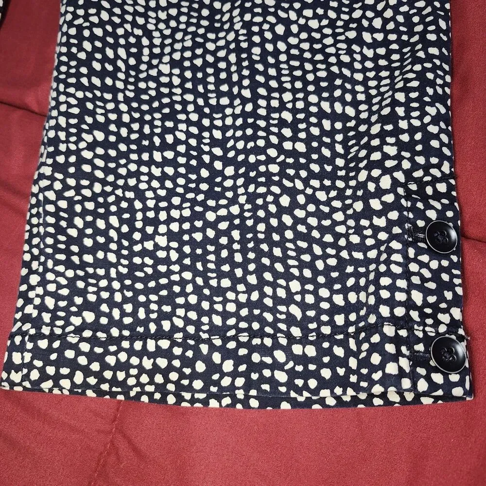 LOFT Original Crop Pants Women Size 14 Navy White Print Stretch Ann Taylor Loft - Picture 9 of 12
